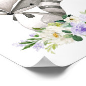 Poster Raccoon, Animaux De Bois, Boho, Fleurs Violettes (Coin)