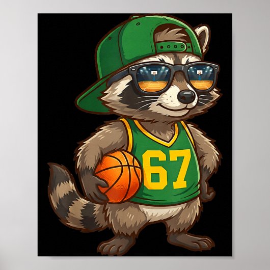 Poster Raccoon Basketball 67 Gen Alpha Slang Srts Men Boy (Devant)