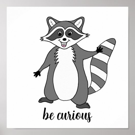 Poster Raccoon "Be Curious" (Devant)