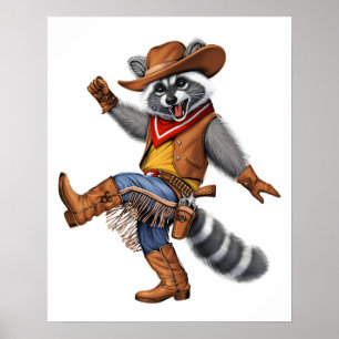 Poster Raccoon Cowboy