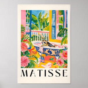 Poster Raccoon Dans Bain Art Print, Art Maximaliste Rose,