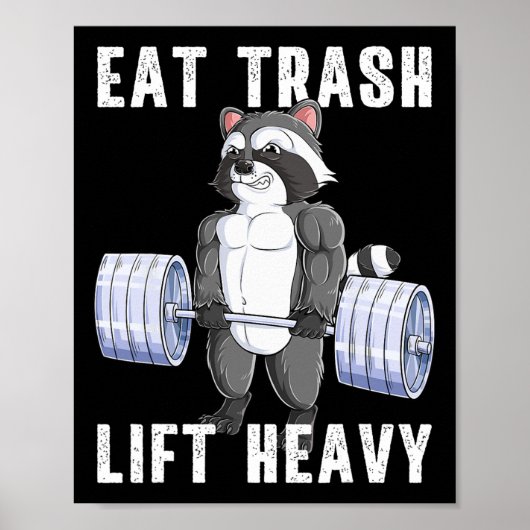 Poster Raccoon Deadlift Bodybuilding Garbage Animal Gym F (Devant)