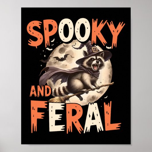 Poster Raccoon éffrayant Et Feral Halloween Drôle Hallowe (Devant)