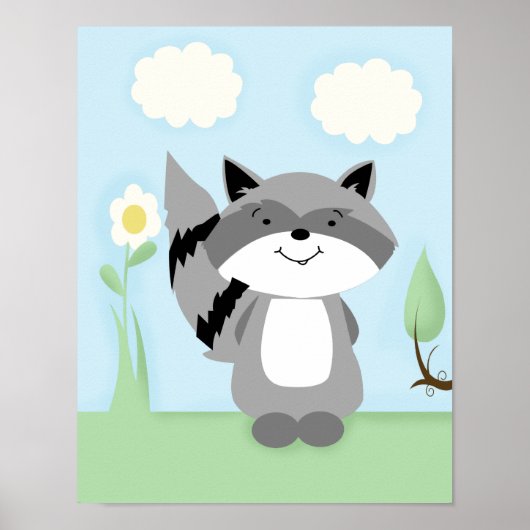 Poster Raccoon Enchanted Forest Nursery Art Imprimer (Devant)