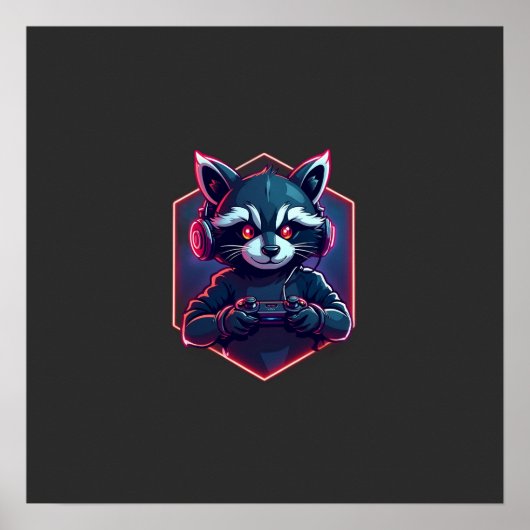 Poster Raccoon Gaming Squad (Devant)