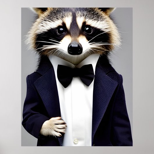 Poster Raccoon Gentleman en costume (Devant)