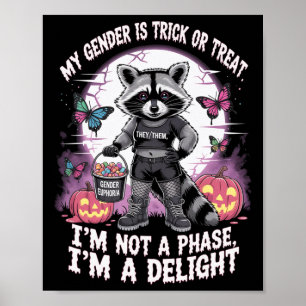 Poster Raccoon Halloween non binaire Pronouns pas une pha