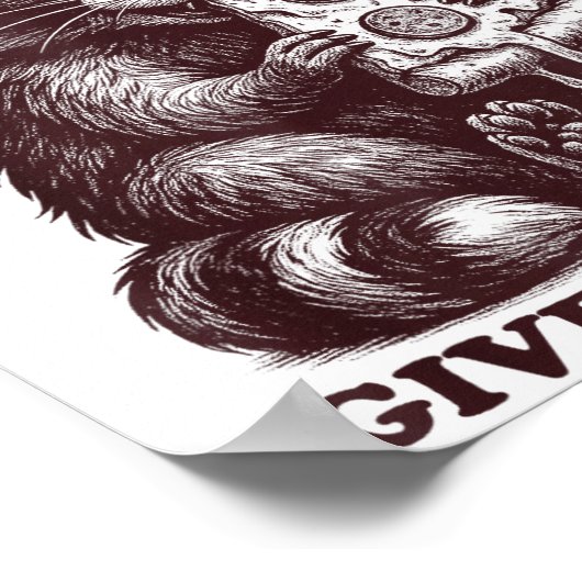 Poster Raccoon If I'm Moody Give Me Foody Funny Saying Hu (Coin)