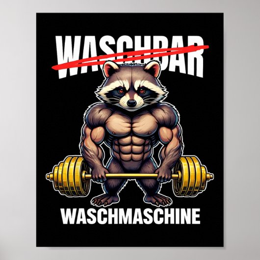 Poster Raccoon Lave Machine Bodybuilding Fitness Gym (Devant)