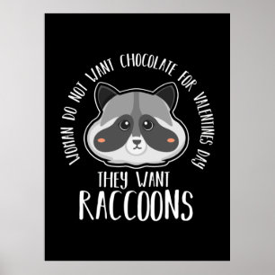 Poster Raccoon Lover Raccoon pour la Saint Valentin