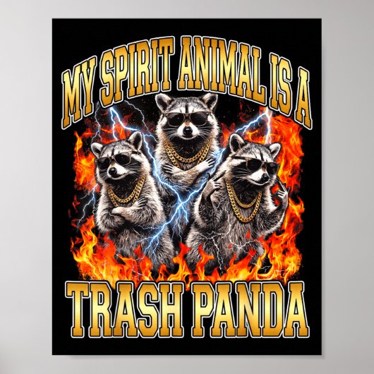 Poster Raccoon My Srit Animal Is A Trash Panda Funny Boot (Devant)
