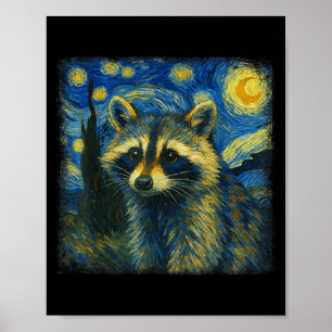 Poster Raccoon Starry Night Van Gogh Post-impressionniste