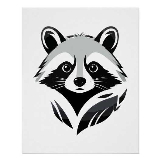 Poster Raccoon Vector Art Animal Moderne Graphique Urbain (Devant)