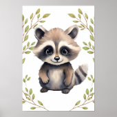 Poster Raccoon verdoyant Bois Animaux Pépinière (Devant)