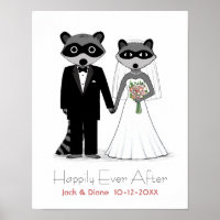 Raccoons Mariage mariée et groom avec texte person