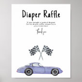 Poster Race car baby shower Diaper Raffin jeu (Devant)