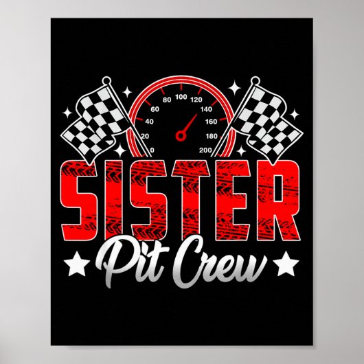 Poster Race Car Birthday Party Racing Family Sister T Cre (Devant)