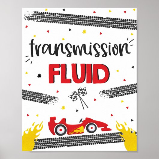 Poster Race Car Birthday Two Fast Transmission Fluid (Devant)