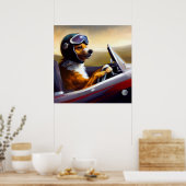 Poster Racecar de conduite de chien (Cuisine)