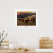 Poster Racehores dans un paysage jockeys cheval art Degas (Cuisine)