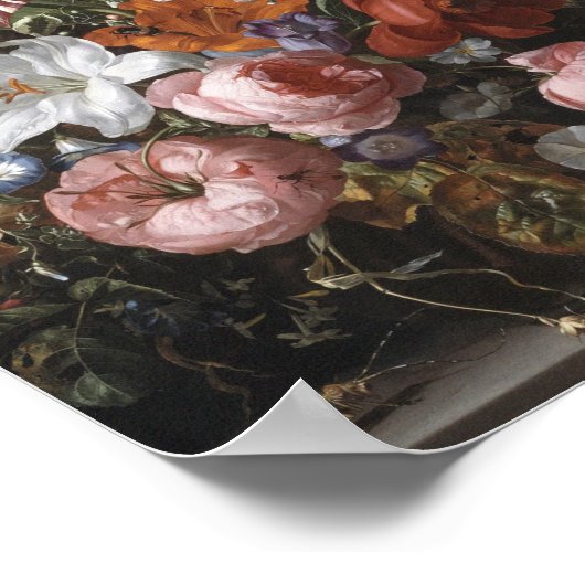 Poster Rachel Ruysch - Fleurs Dans Un Vase En Verre (Coin)