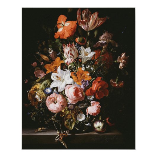 Poster Rachel Ruysch - Fleurs Dans Un Vase En Verre (Devant)