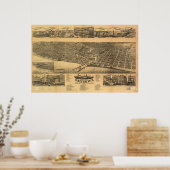 Poster Racine WI 1883 Antique Carte Panoramique (Cuisine)