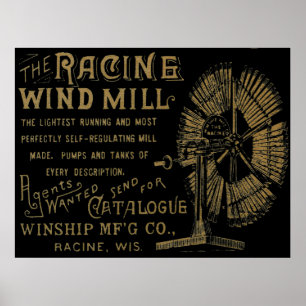 Poster Racine Wind Mill Racine Wisconsin 1889