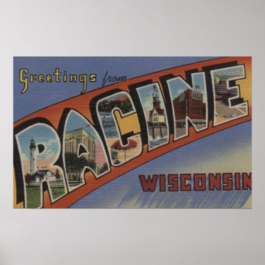 Poster Racine, Wisconsin - Scènes de grandes lettres (Devant)