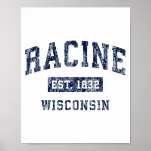 Poster Racine Wisconsin Wi Vintage Établie Premium Tr