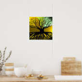 Poster Racines Bleu et Vert (Cuisine)