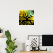 Poster Racines Bleu et Vert (Bureau à domicile)