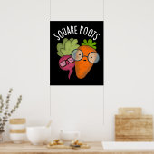 Poster Racines carrés drôle Math Pun Dark BG (Cuisine)