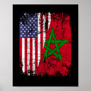 Poster RACINES MAROCAINES Demi Drapeau Américain DRAP
