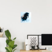 Poster  Racing Black Horse Portrait Minimalist (Bureau à domicile)