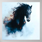 Poster  Racing Black Horse Portrait Minimalist (Devant)