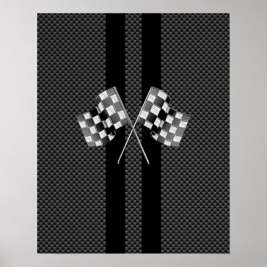 Poster Racing Flags Stripes in Carbon Fiber Style Decor (Devant)