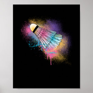Poster Racket Ball Sport Colorful Badminton
