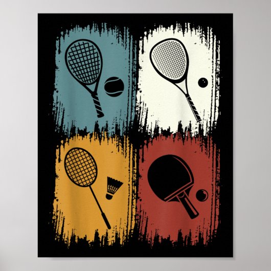Poster Racketlon, sport de tournoi avec 4 disciplines (Devant)