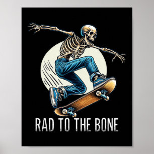 Poster Rad à l'os - Squelette de skateboard - Vintage