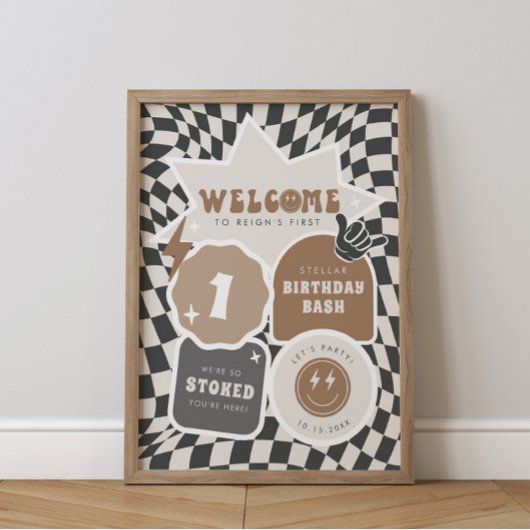 Poster Rad Cool Dude | Garçons Retro Patinage Anniversair