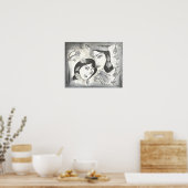 Poster Radha Krishna noir et blanc (Cuisine)