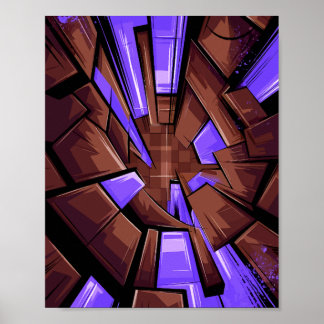 Poster Radiant Crystal Shapes of Brown and purple