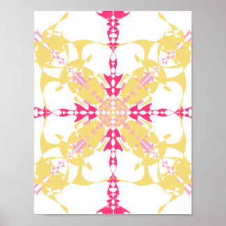 Poster Radiant jaune et rose Kaleidoscope géométrique Pri