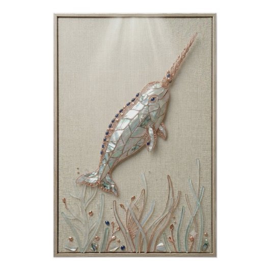 Poster Radiant Narwhal Coastal Wall Art (Devant)