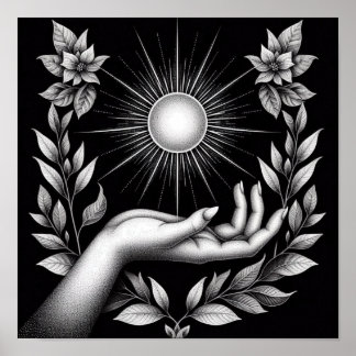 Poster Radiant Sun with Botanical Touch and Feminine