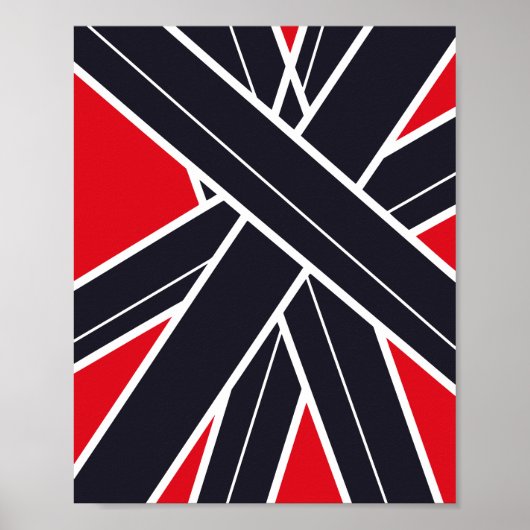 Poster Radiating Black Stripes on Light Red Background (Devant)