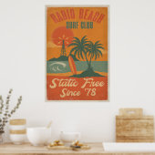 Poster Radio Beach Surf Club - Retro Island Surf Imprimer (Cuisine)