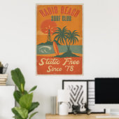 Poster Radio Beach Surf Club - Retro Island Surf Imprimer (Bureau à domicile)