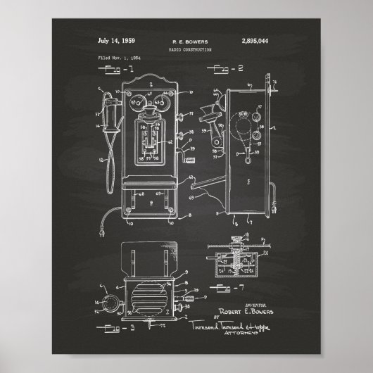 Poster Radio Construction 1959 Brevet Art Chalkboard (Devant)